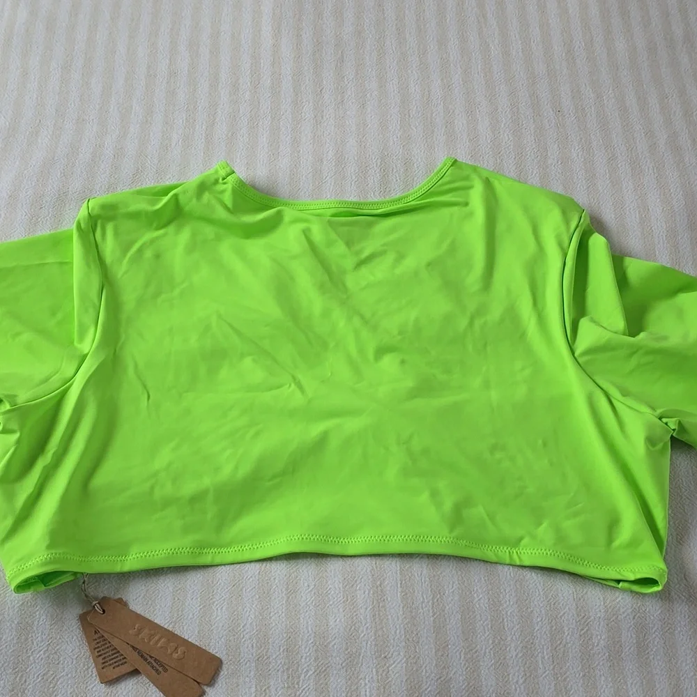 SKIMS Recycled Swim Ruched T-Shirt Size:4X Neon Green